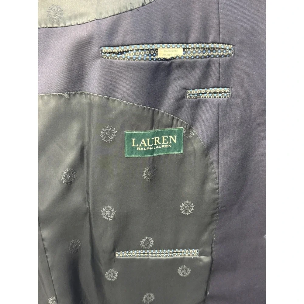 Lauren Ralph Lauren Mens Navy Blue Wool Blend Two‎ Button Blazer Jacket